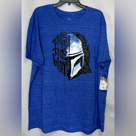 The Mandalorian Shirt Mens Sz 2XL  Blue Graphic Crew Neck Short Sleeve Star Wars - Picture 1 of 8